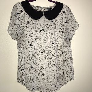 Torrid Star print blouse w/ collar 0X
